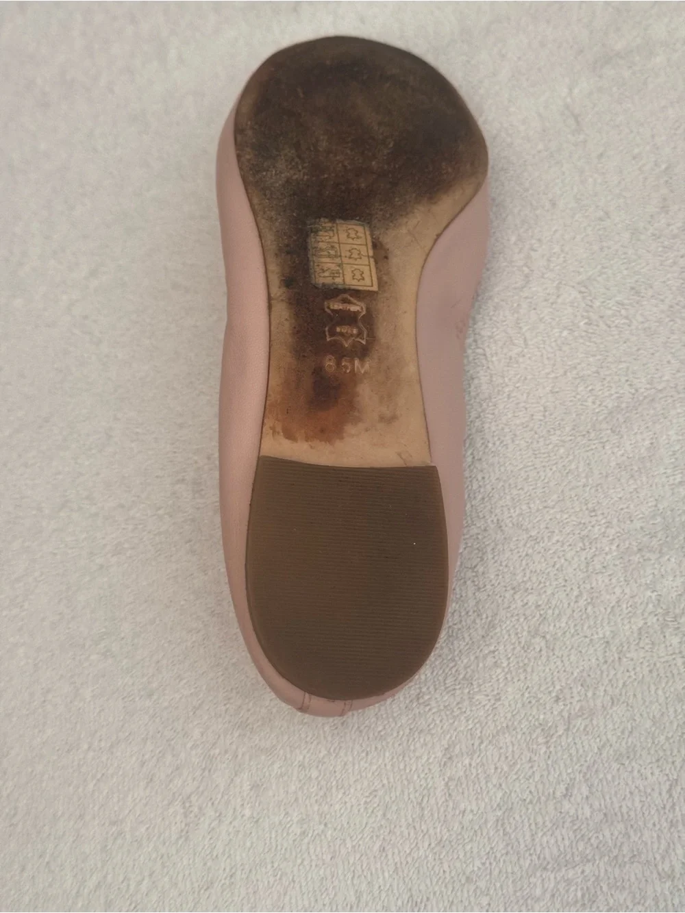 Tory Burch Blush Pink Leather Logo Ballet Flats Size 8.5